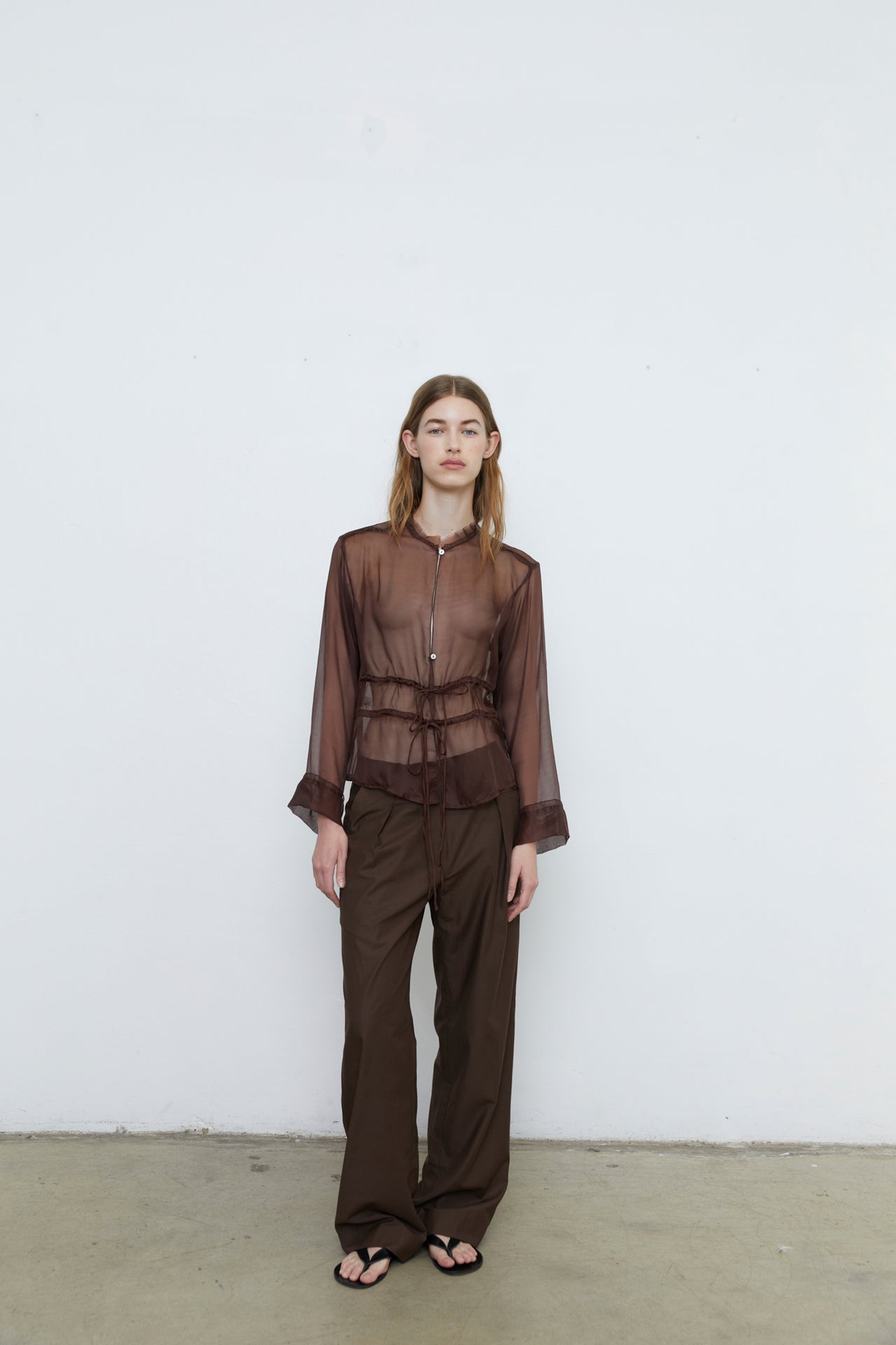 AIMEE SILK TOP - BROWN