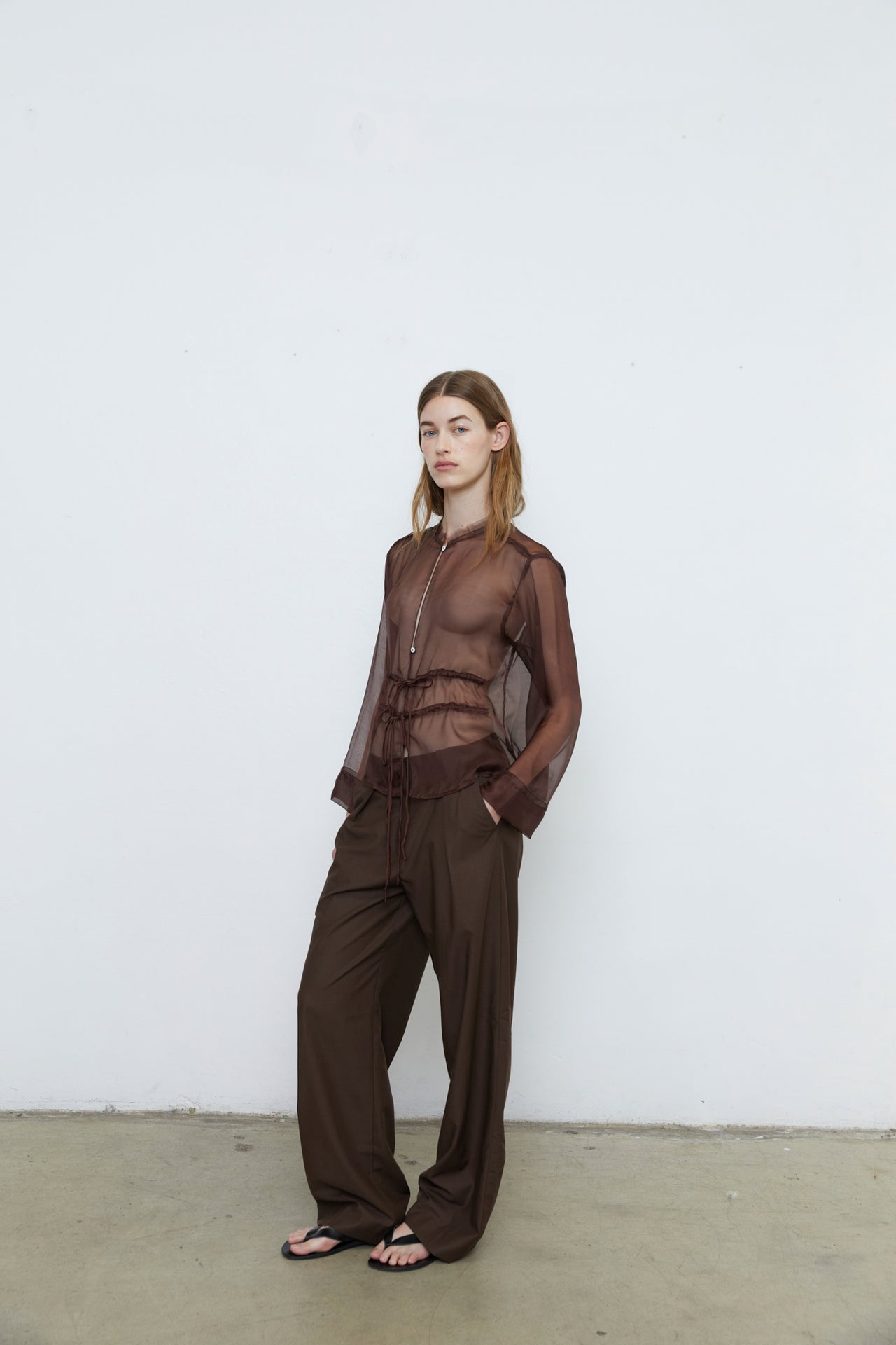 AIMEE SILK TOP - BROWN