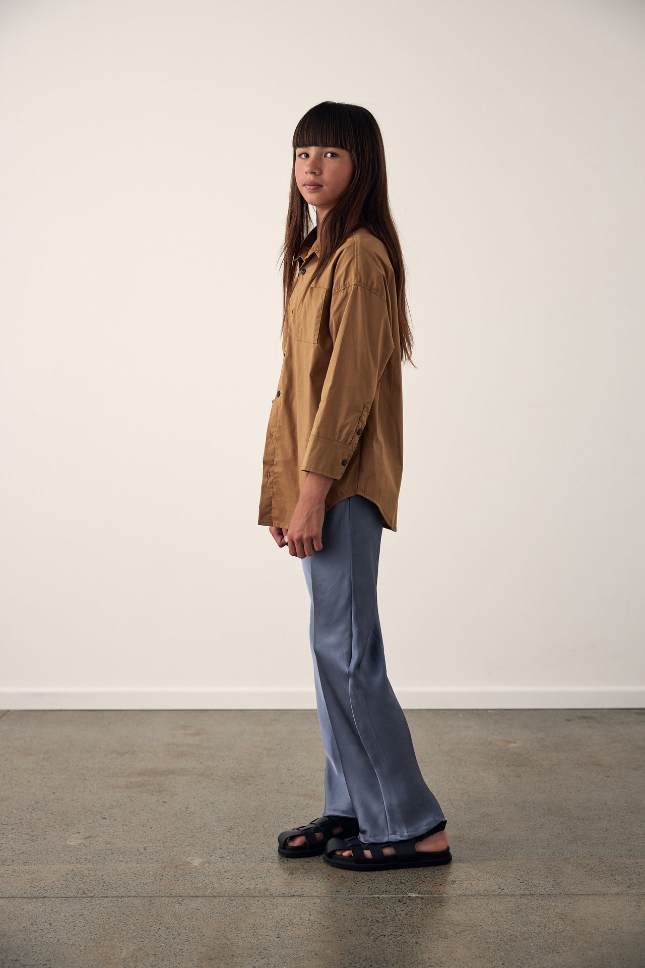 Salome silk pant - slate grey
