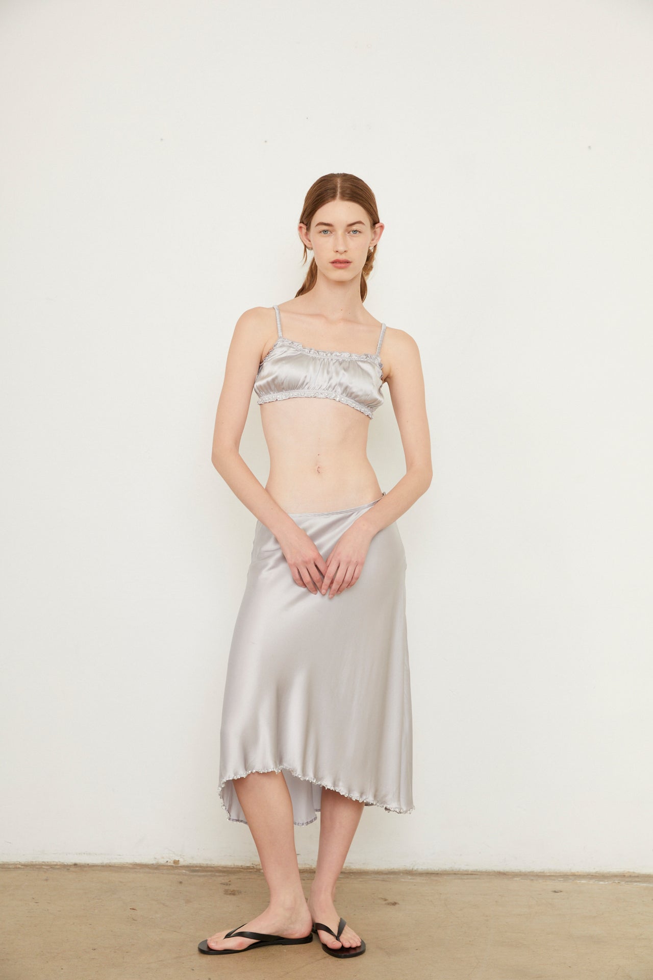 AIKA SILK SKIRT - SILVER