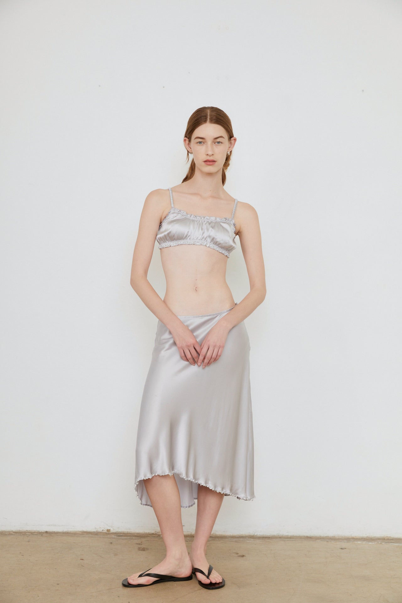 AIKA SILK SKIRT - SILVER